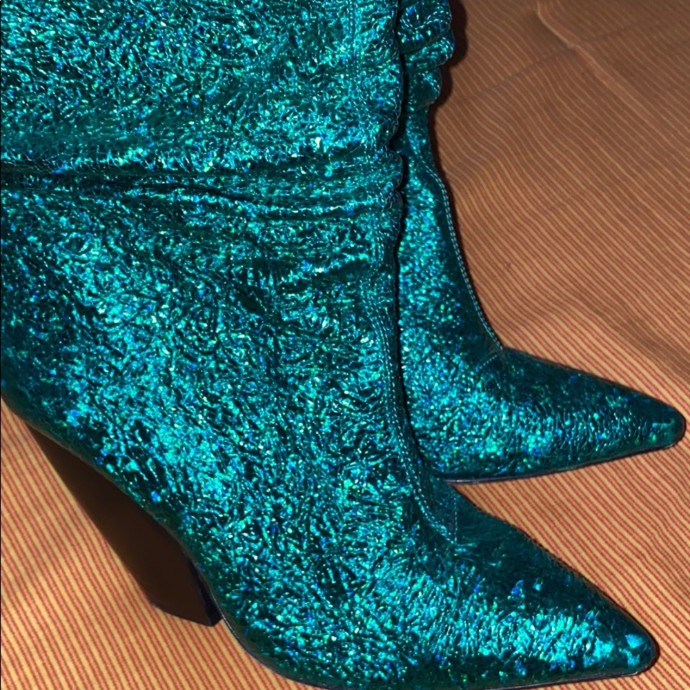 IRO green lame leather cowboy heeled booties🔥🔥🔥